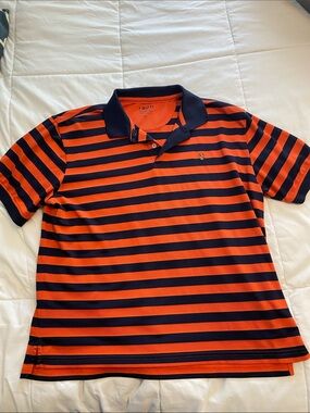 Izod Striped Polo in Orange and Navy